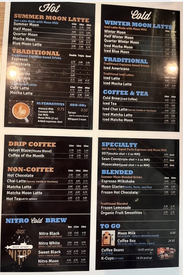 Summer Moon Coffee Menu | Coffee Shop in Bee Cave, TX | Best Coffee in Town